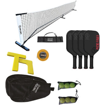 Complete Pickleball Court Kit: Net With Structure+Marking+Rackets+Balls 013016