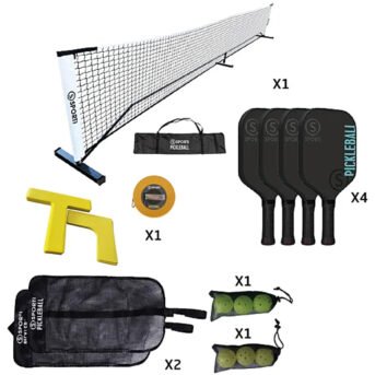 Complete Pickleball Court Kit: Net With Structure+Marking+Rackets+Balls 013015